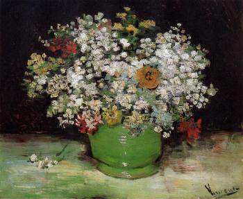 Vincent Van Gogh : Vase with Zinnias and Other Flowers